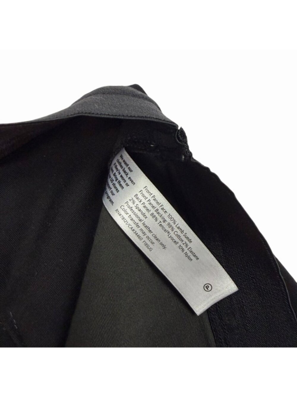 Eileen Fisher Lamb Suede Legging Pants Size XS Black Skinny Pull On Panel Seamed - Picture 8 of 10